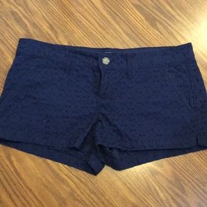Navy shorts with flower pattern